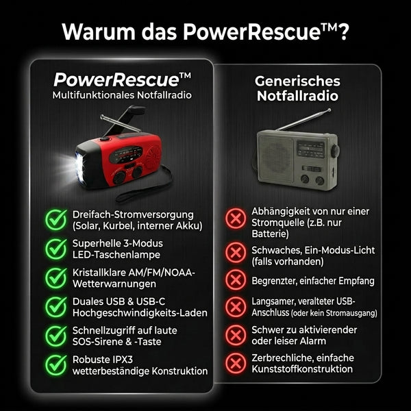 50% OFF TEMPORÄR  PowerRescue™ - Multifunktionales Notfallradio